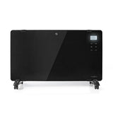 NEDIS HTPL20FBK Panel de vidrio Convector de estufa Termostato LCD Pantalla 2 Panel de calefacción Montaje de pared de pie 2000 W Negro