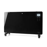 Nedis HTPL20FBK Glass panel Convector stove Thermostat LCD screen 2 heating stands standing wall mounting 2000 W black