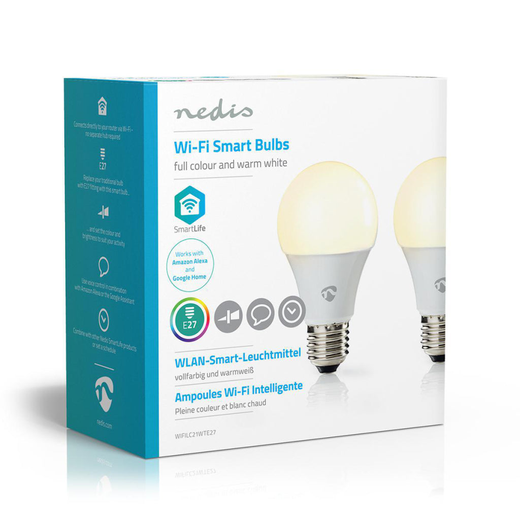 Nedis WIFILC21WTE27 Wi-fi Led-lampen Full-colour En Warm-wit E27 2-pack