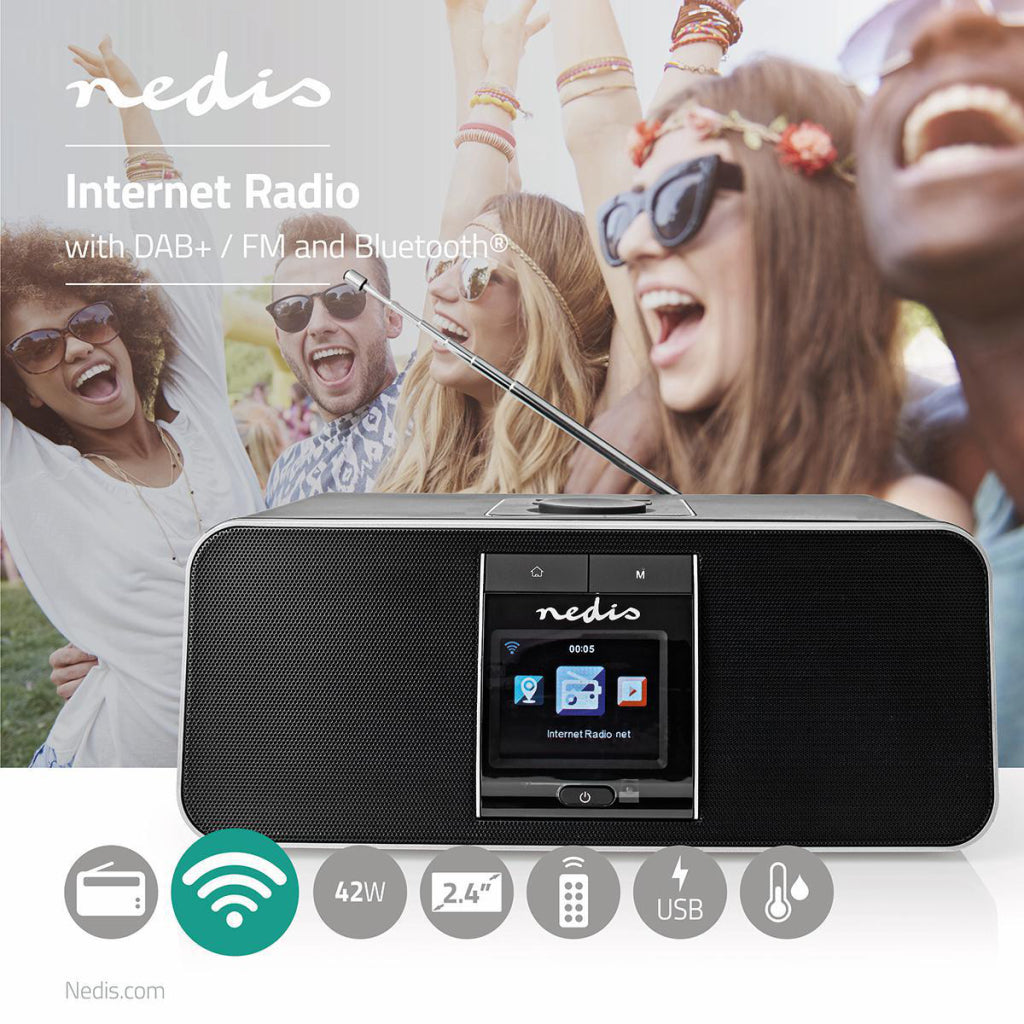 Nedis RDIN5005BK Internetradio 42 W Dab+ Fm Bluetooth® Afstandsbediening Zwart zilver