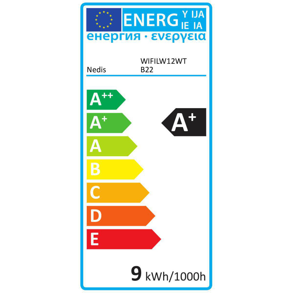 Nedis WIFILW12WTB22 Smartlife Led Bulb Wi-fi B22 800 Lm 9 W Warm Wit 2700 K Energieklasse: A+ Android trade; Ios A60