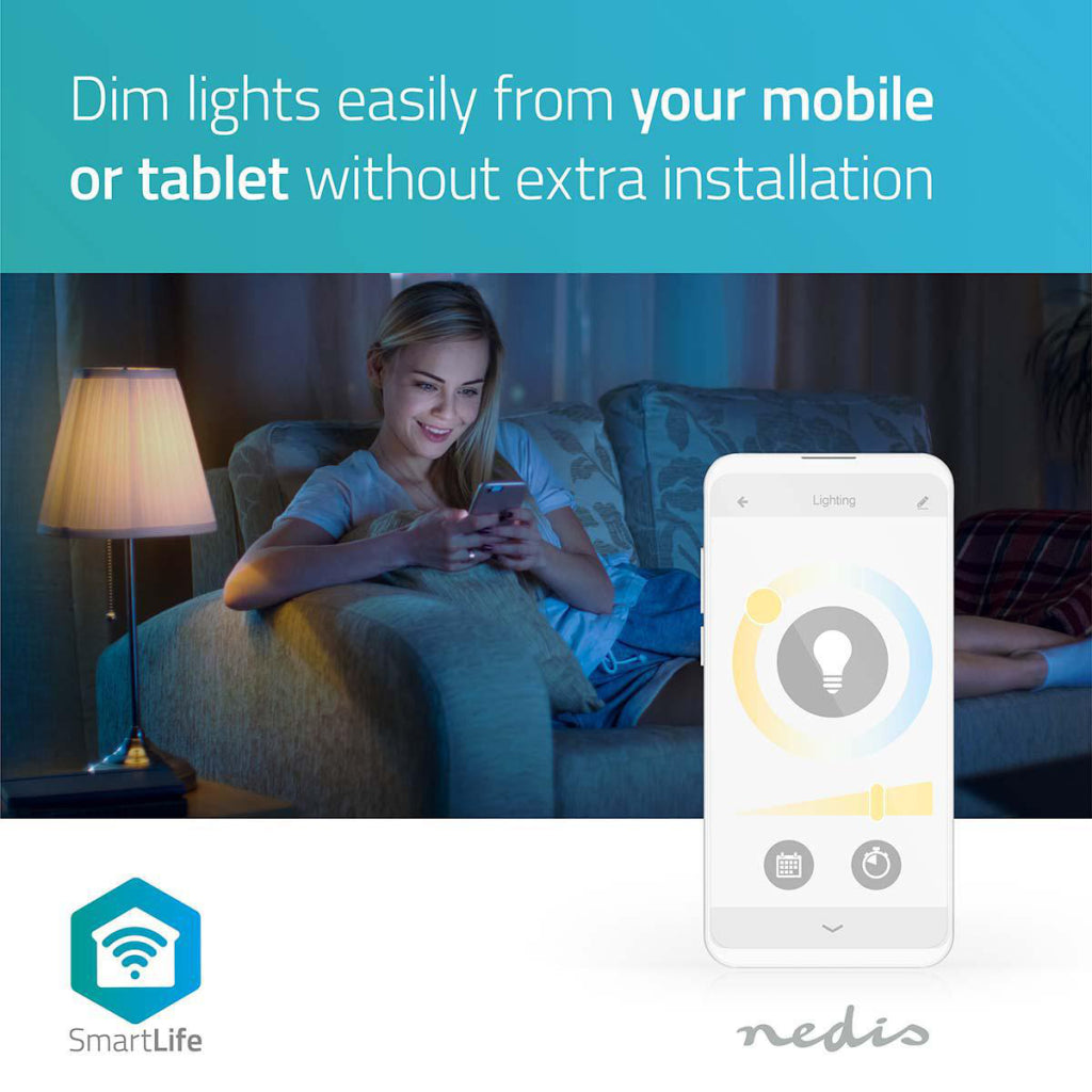 NEDIS WIFILW12WTE27 SMARTLIFE LED żarówka Wi-Fi E27 800 lm 9 W Warm White 2700 K Klasa energetyczna: A+ Android Trade; Średnica iOS: 60 mm A60