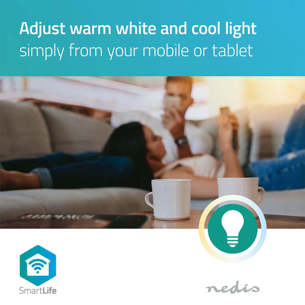 Nedis wifilw12wte27 SmartLife LED žarnica Wi-Fi E27 800 lm 9 W toplo bela 2700 K Energetski razred: A+ Android Trgovina; premer iOS: 60 mm A60