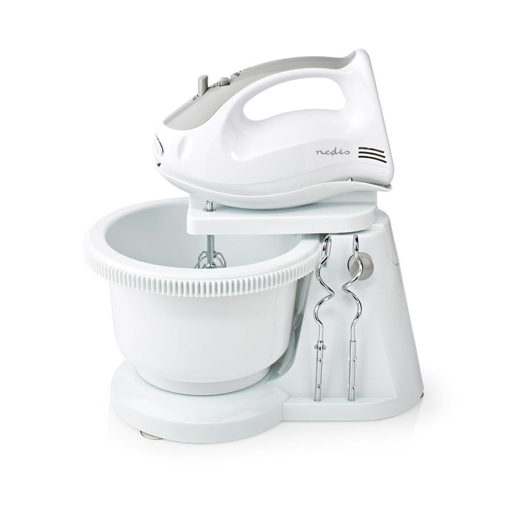 Nedis kahm110cwt handmixer 200 w 5 velocidades turbo función rotikom 2 deek ganchos 2 chapones blancos grises