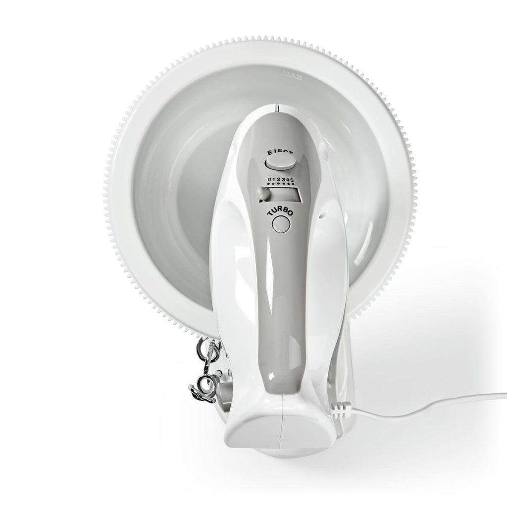 Nedis Kahm110CWT Handmixer 200 W 5 speeds Turbo function Rotikom 2 Deek Hooks 2 Bellpers Gray White