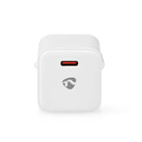 Nedis WCMPD20W100WT oplader 1.67 2.22 3.0 A Outputs: 1 USB-C-handel; 20 W Automatisk spændingsvalg