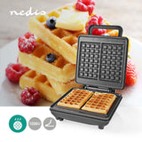 Nedis KAWP210FBK Waffle iron Belgian waffles 22 x 12.5 cm 1200 W automatic temperature control aluminum