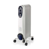 Nedis HTOI30WT7 Mobiele Olieradiator 600 900 1500 W 7 Vinnen Instelbare Thermostaat 3 Warmte Standen Omvalpreventie Wit