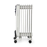 Nedis HTOI30WT7 Mobiele Olieradiator 600 900 1500 W 7 Vinnen Instelbare Thermostaat 3 Warmte Standen Omvalpreventie Wit