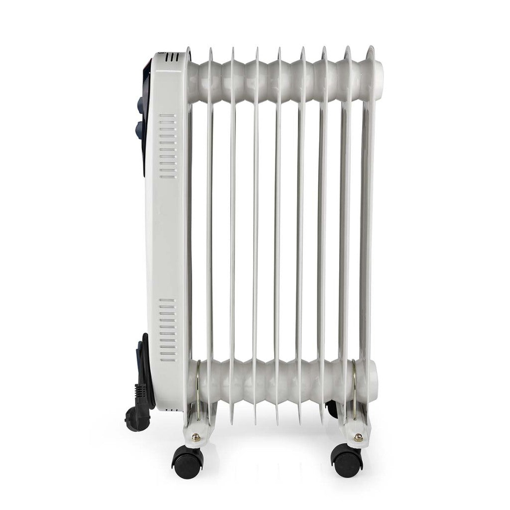 Nedis HTOI30WT9 Mobilolje Radiator 800 1200 2000 W 9 FINS Justerbar termostat 3 Varmeposisjoner Omval Prevention White