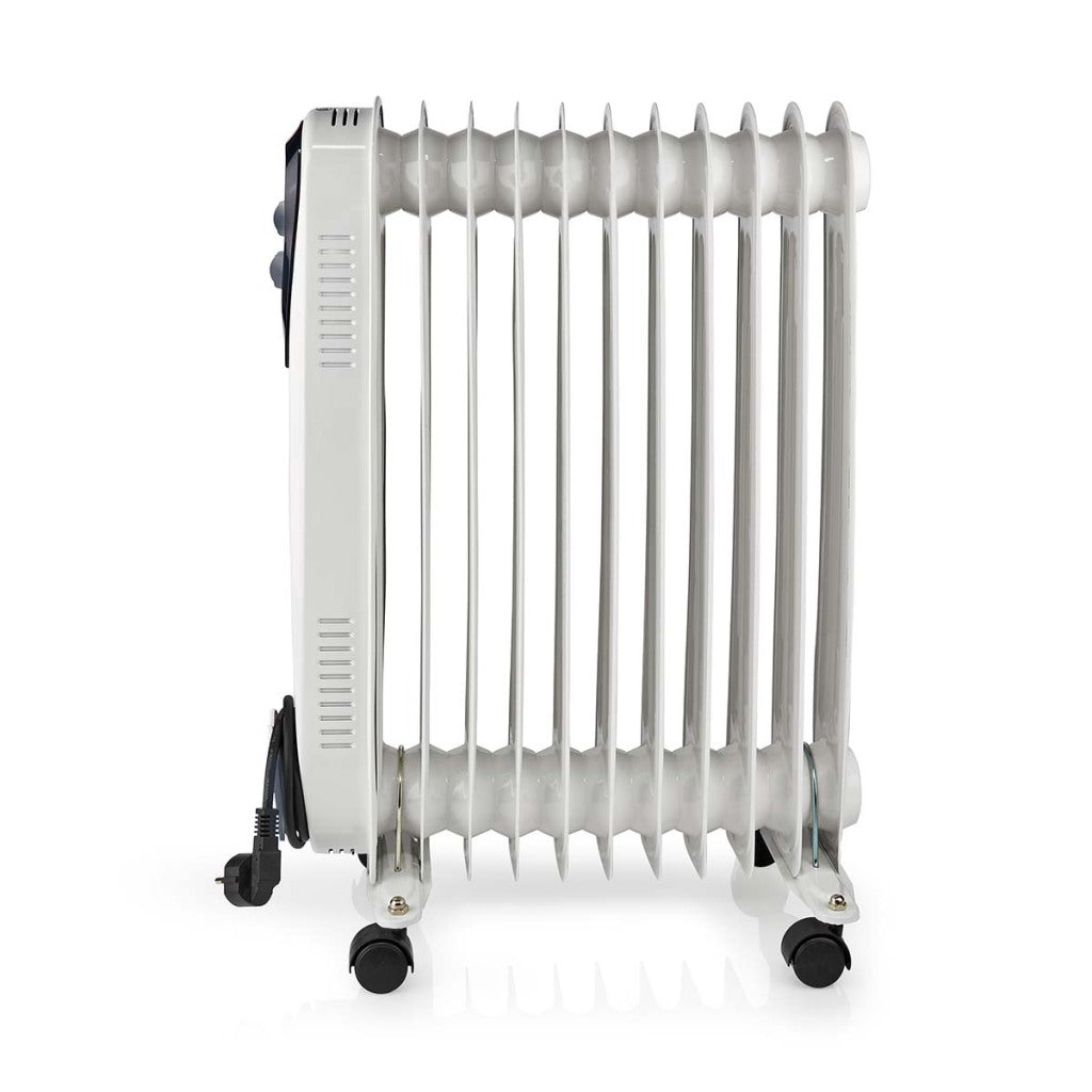 Nedis HTOI30WT11 Mobile oil radiator 1000 1500 W 11 fins adjustable thermostat 3 Heat positions Omvalveventie Wit