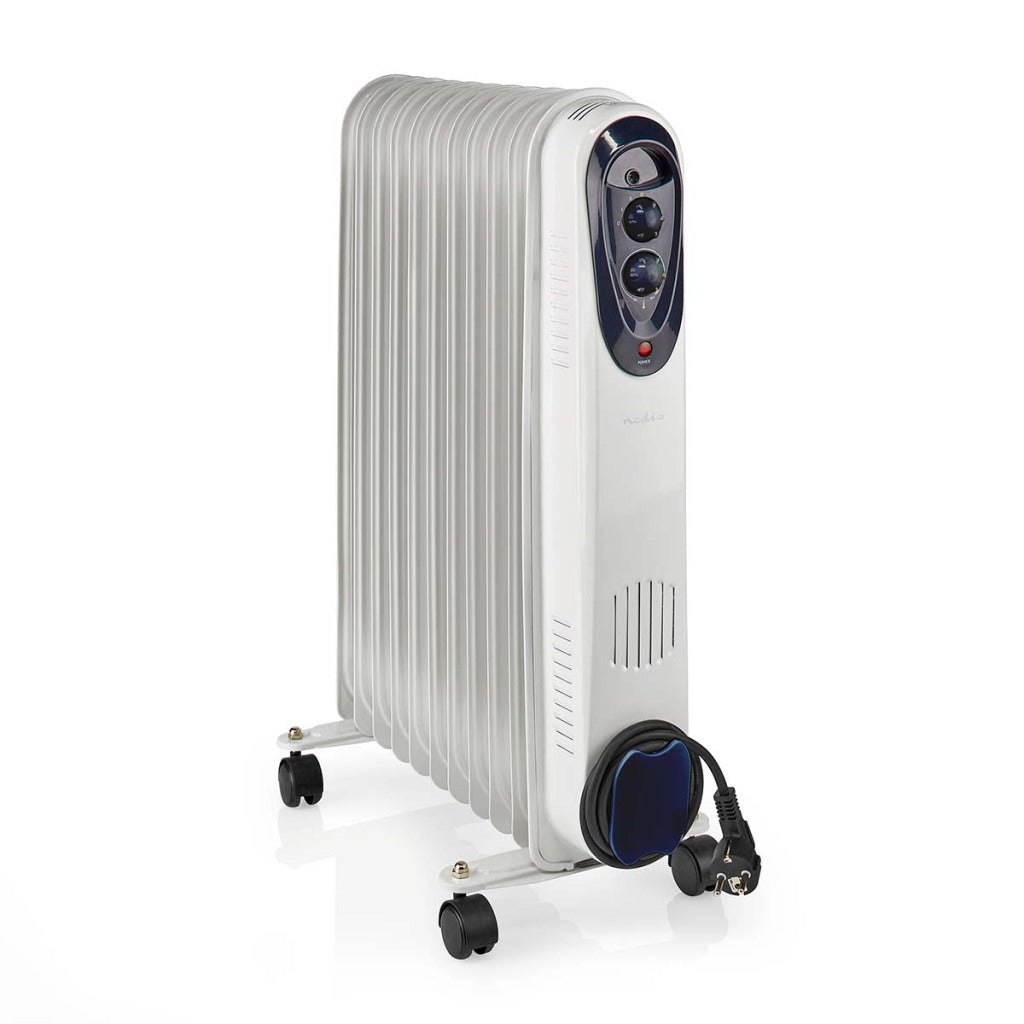 NEDIS HTOI30WT11 Radiateur d'huile mobile 1000 1500 W 11 Fines Thermostat réglable 3 Postes de chaleur OmvalveVetie Wit