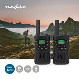 NEDIS WLTK0610BK WALKIE TALKIE SET 2 TOLETSETS upp till 6 km frekvenskanaler: 8 PTT VOX till 3 timmars hörlurarutgång 2 headset Svart