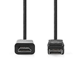 NEDIS CCGL37100BK20 Displayport Cable Displayport Male HDMI Trade; Connecteur 1080p nickel - 2,00 m autour de l'étiquette noire PVC