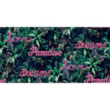 North Wall Noordwand Wallpaper Good Vibes Neon Letter con plantas Verdes y rosas