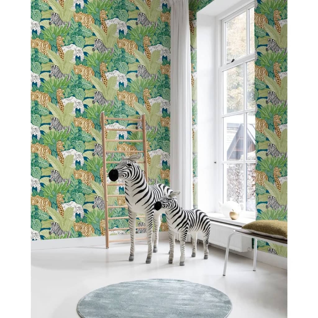 North Wall Noordwand Wallpaper Good Vibes Animals Green and Black