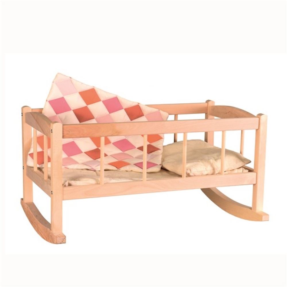 Holzbett mat Decken. 50x30x27 cm 2+