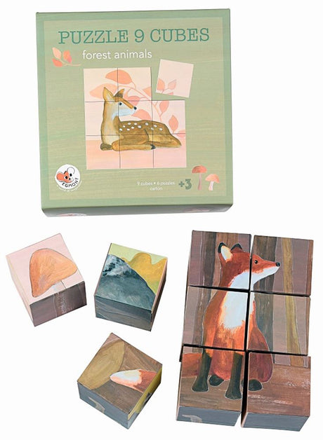Egmont cube puzzle 9 pieces of forest animals.
