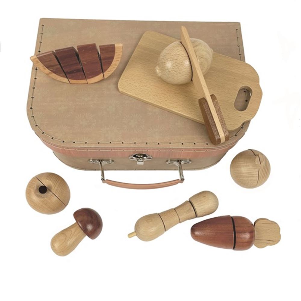 Holz Geméis Set am Koffer. 3+