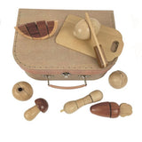 Holz Geméis Set am Koffer. 3+