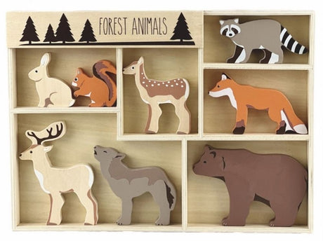 8 wooden forest animals. 3+