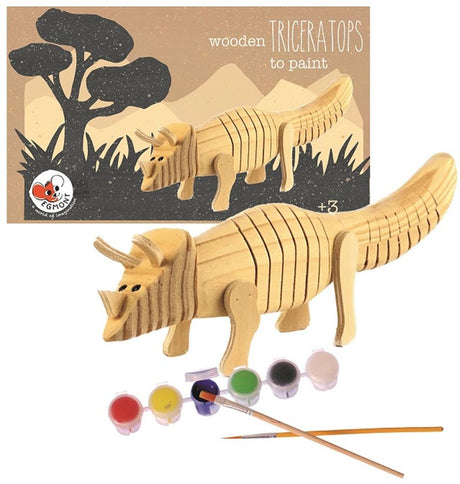 Holz Triceratops fir ze molen. 22x7x5