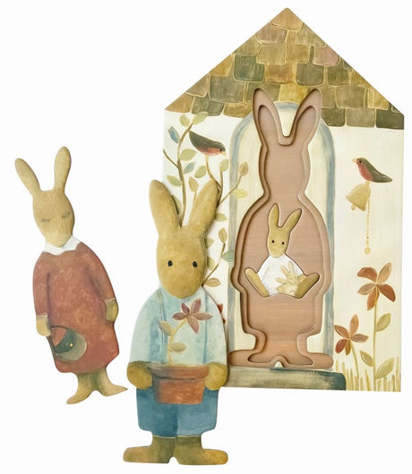 Geschichtetes Puzzle-Kaninchen. FSC-Karton. 3+