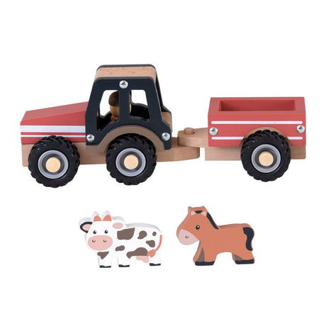 Wooden tractor with trailer. fsc. 2+