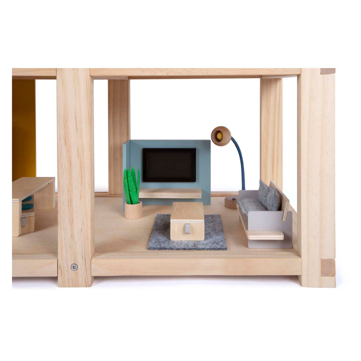 Small foot houten poppenhuis met meubels