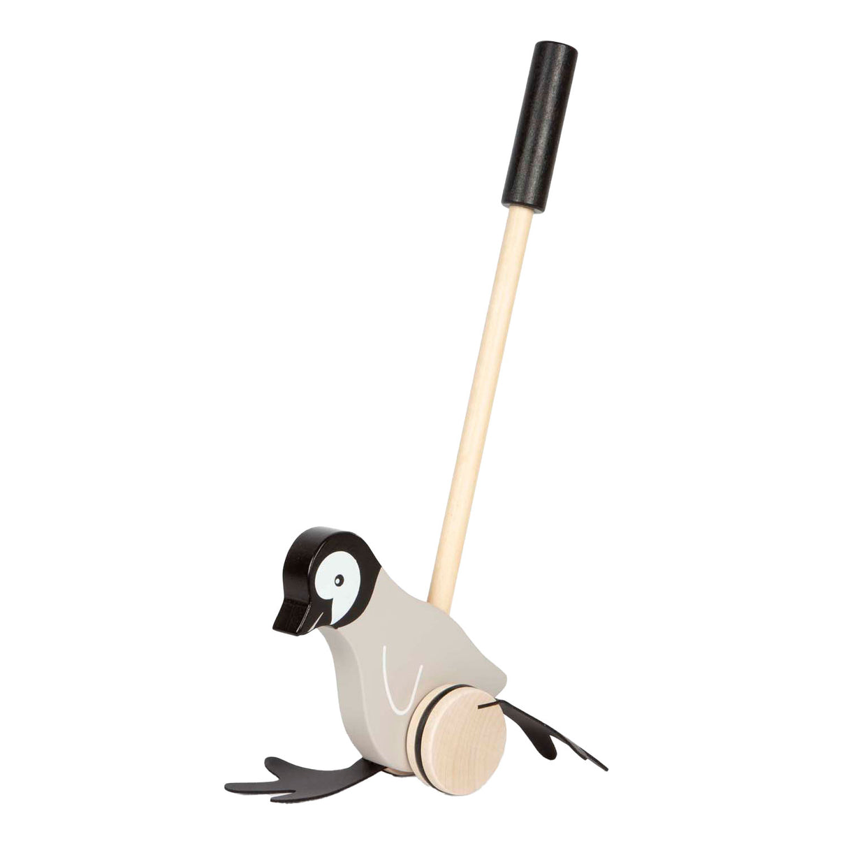 Small foot houten duwfiguur penguin