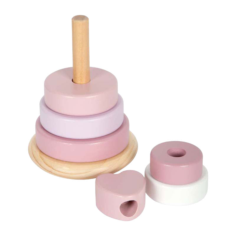 Small foot - wooden stacking tower pink - 7 pcs.