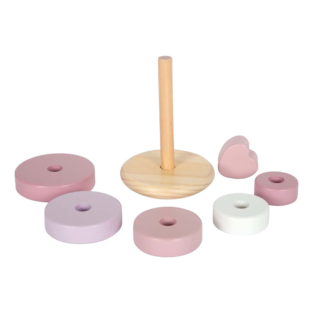 Small foot - wooden stacking tower pink - 7 pcs.