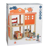 Small foot - wooden large fire station with accessories
