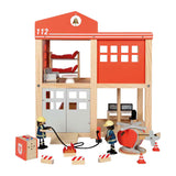 Small foot - wooden large fire station with accessories
