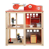 Small foot - wooden large fire station with accessories
