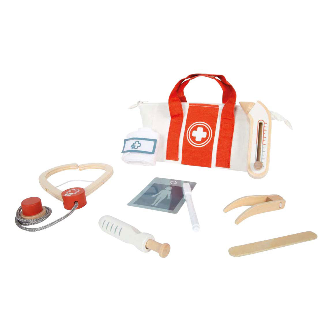Small foot - doctor's bag playset red - 8 pcs.