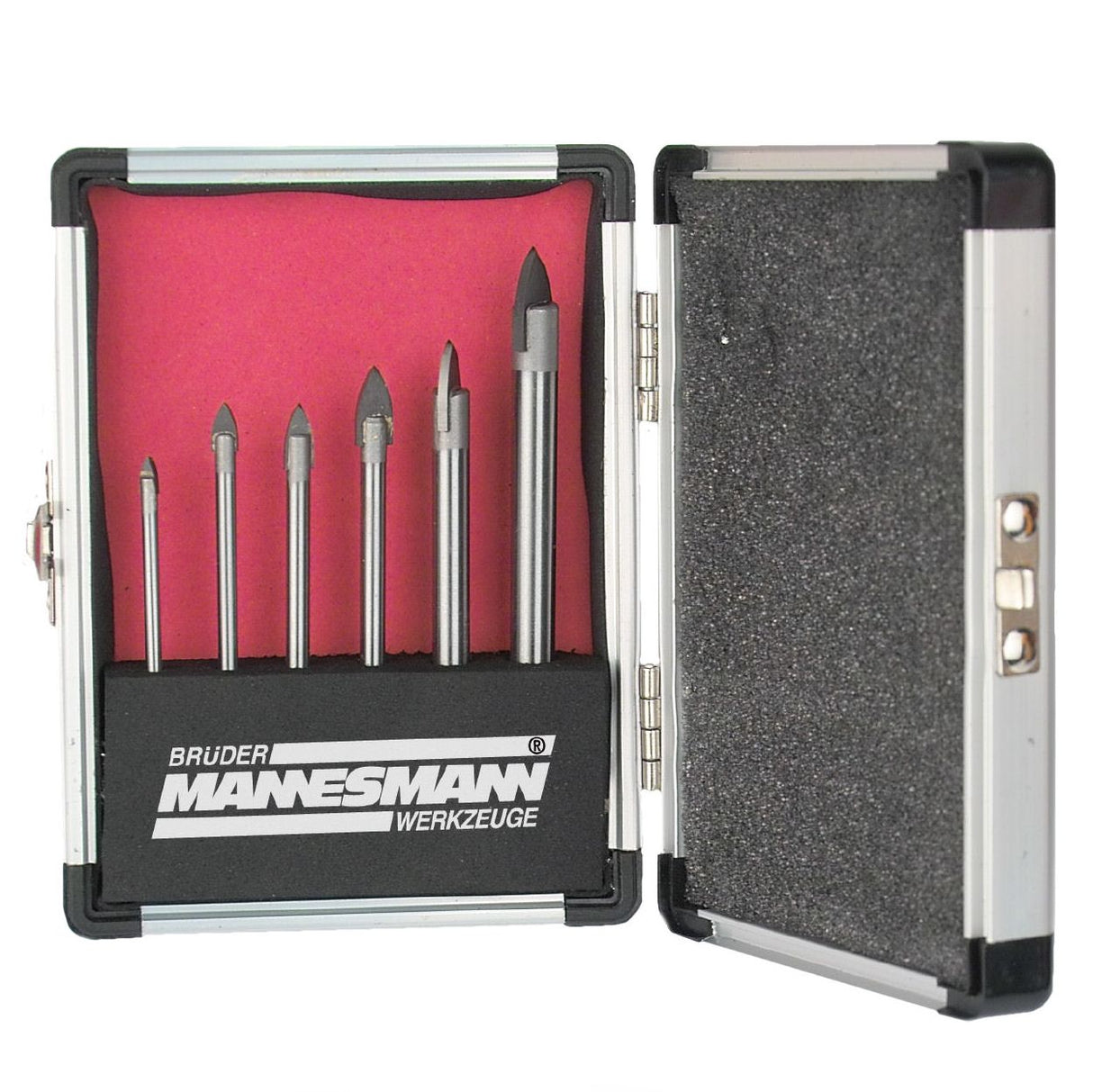 Brüder Mannesmann Glasbohrer Set 6 Stéck am Aluminiumkoffer (Hobby) - 54806