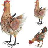 Pro garden rooster and chicken metal