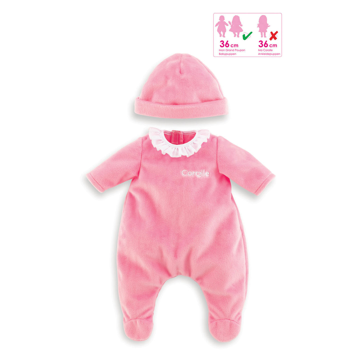 Corolle Mon Grand Poupon - Pyjamas Pink With Hat, 36cm