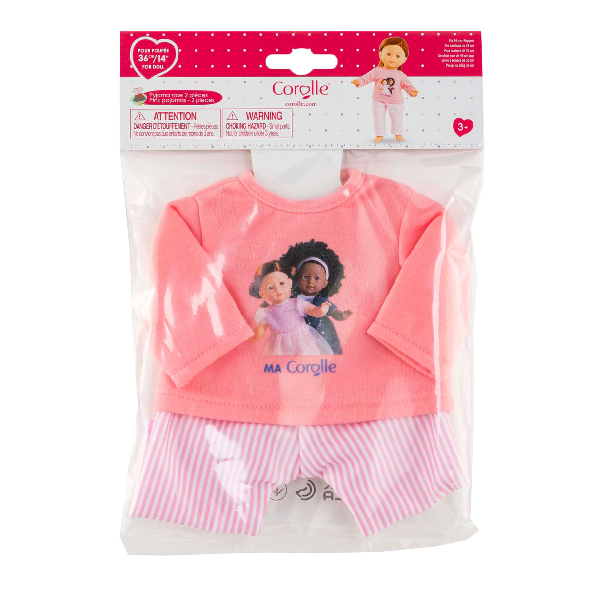 Corolle pink pajamas for dolls of 36cm, 2 pieces.