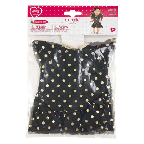Corolle black doll dress with gold dots - 36cm