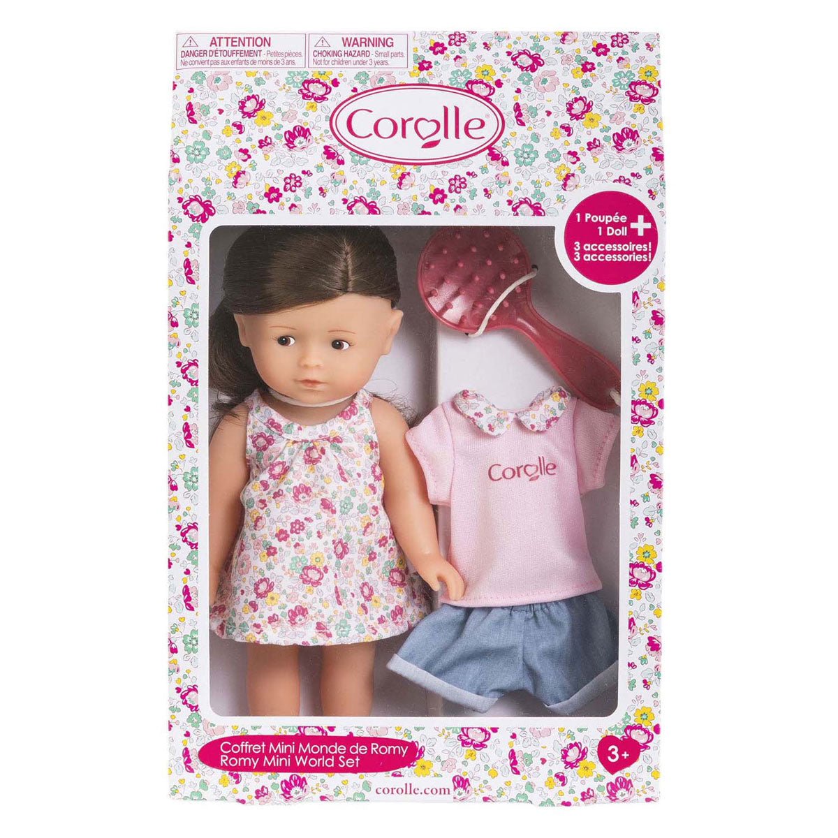 Corolle mini baby doll romy with 3 accessories - 20cm