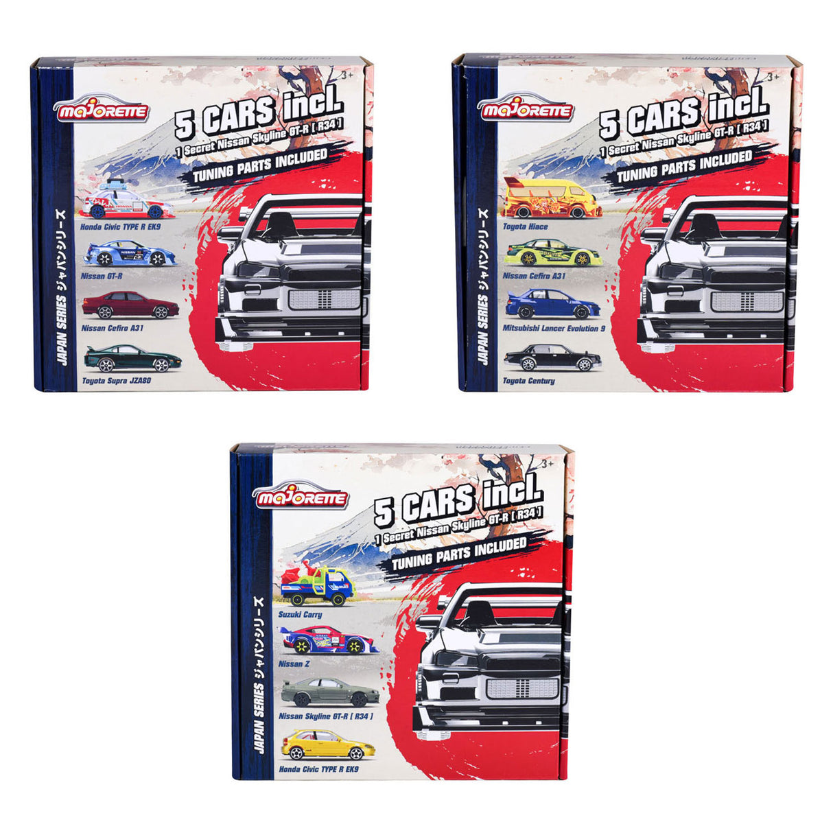 Majorette Japan Series Die Cast cars Bonus Pack, 5st.