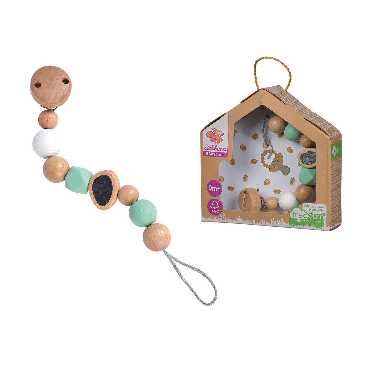 Eichhorn baby wooden pacifier chain