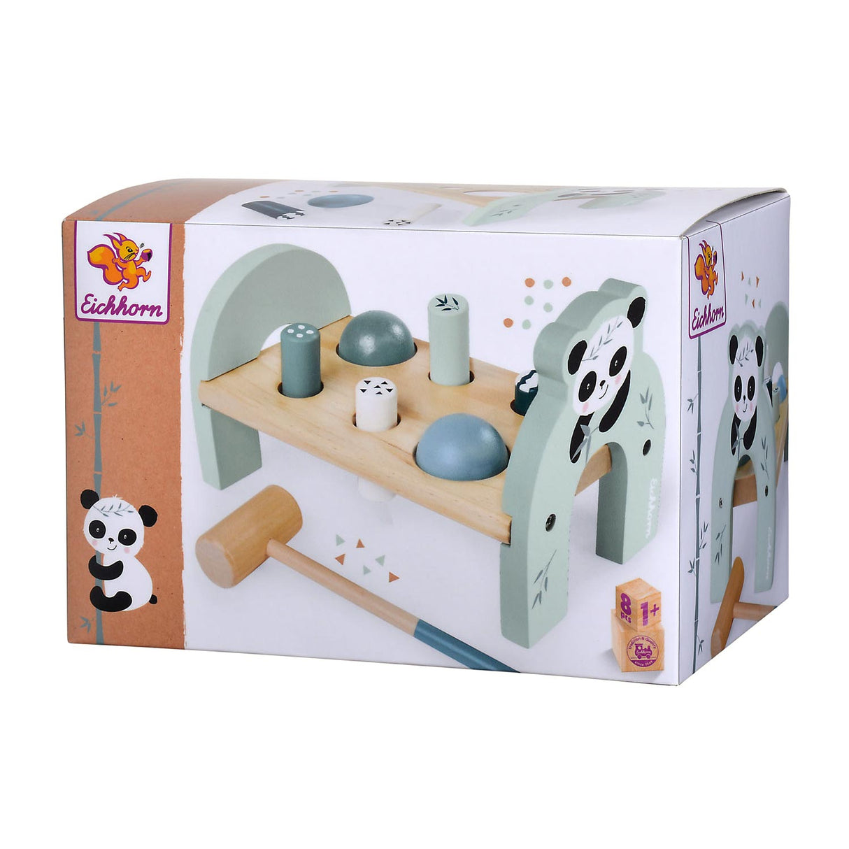 Eichhorn wooden toy hammer bench panda - educational children's toy.