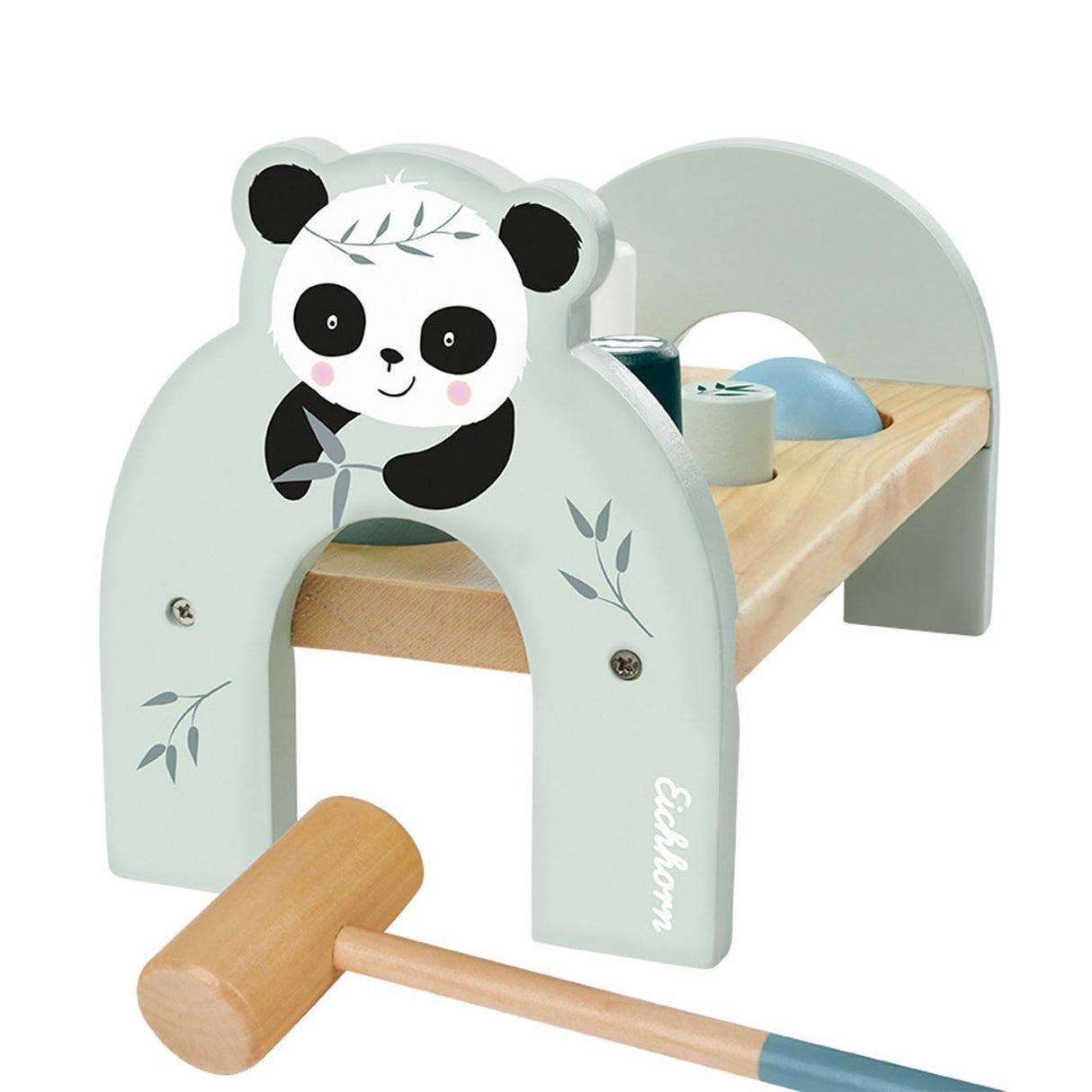 Eichhorn wooden toy hammer bench panda - educational children's toy.