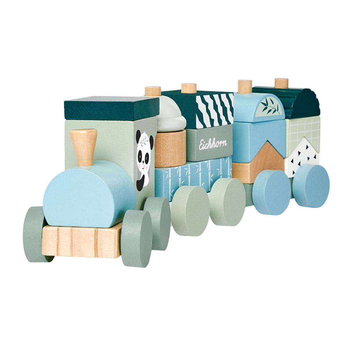 Eichhorn wooden block train Panda, 16dlg.