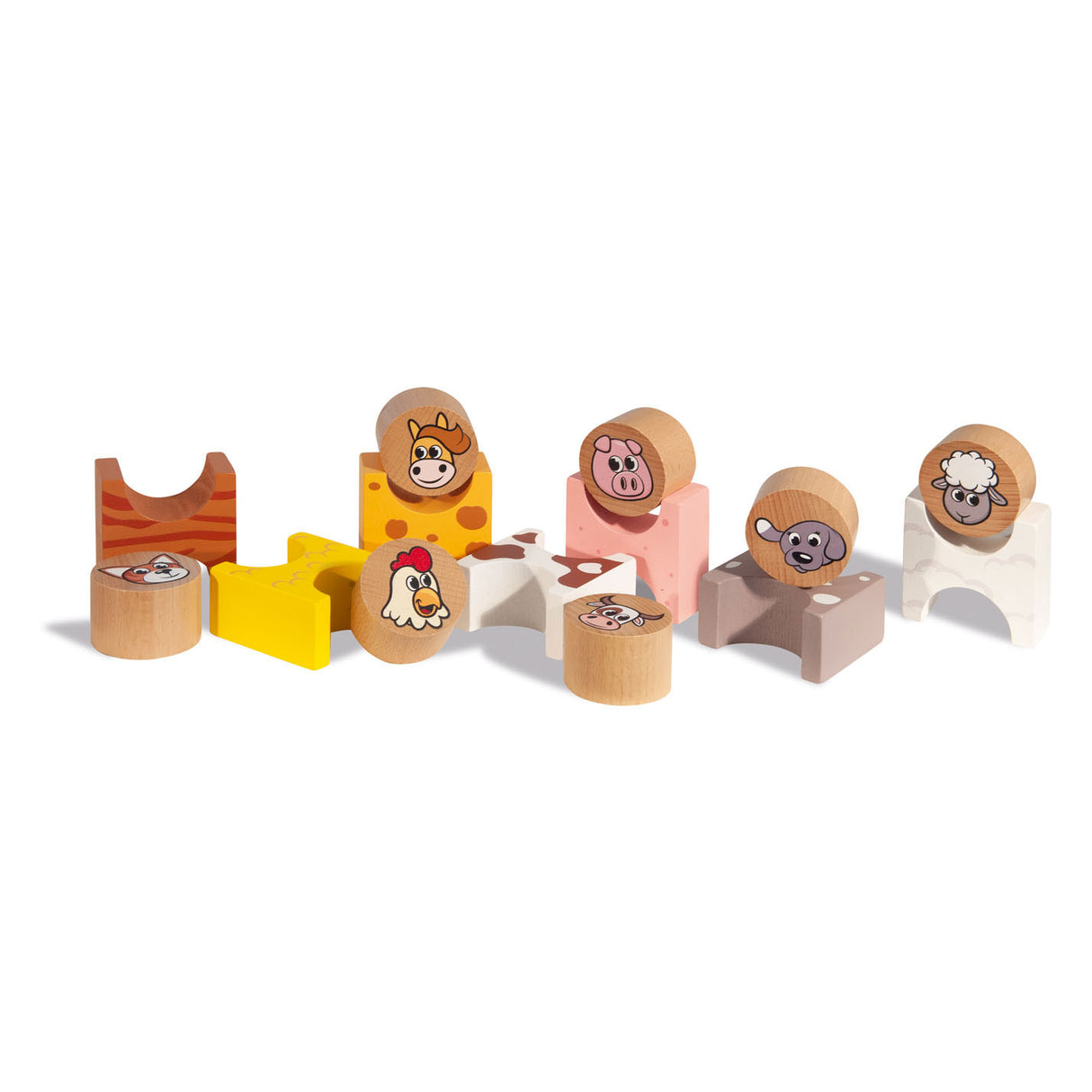 Eichhorn Wood Stacking Game Farm Animals 14dlg.