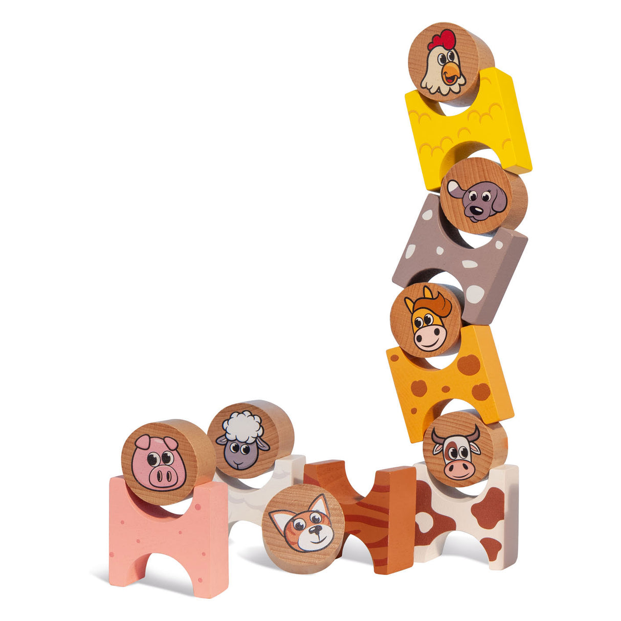 Eichhorn wooden stacking game farm animals 14dlg.