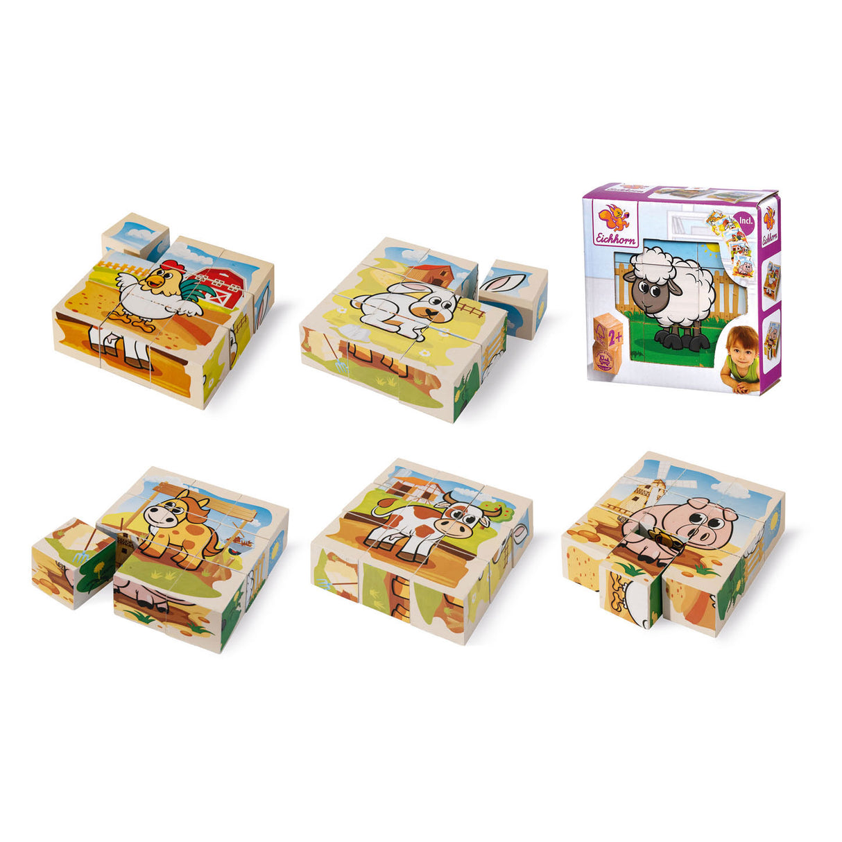 Eichhorn Wooden Block Puzzle Farm